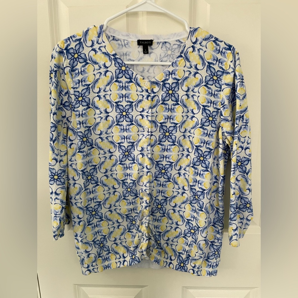 Talbots 3/4 sleeve Cardigan Button Down Sweater L